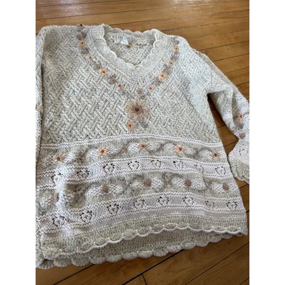 Vintage Express Tricot Hand Knitted Sweater Womens Angora Oversized Floral - Picture 4 of 6